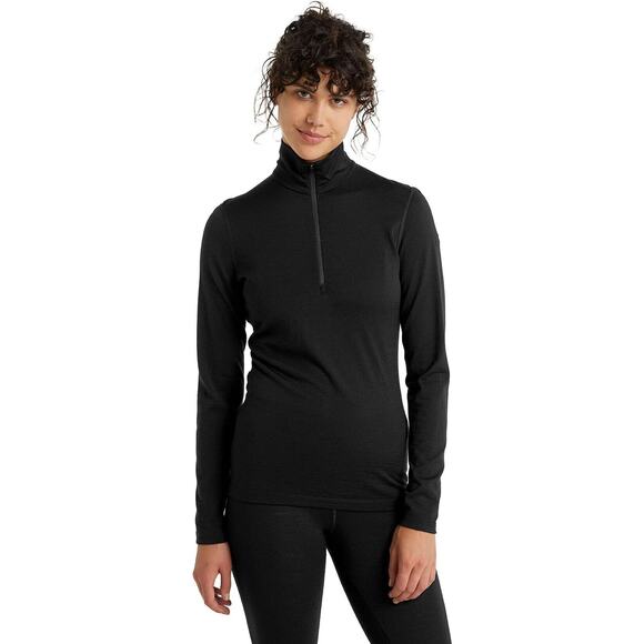 Icebreaker Tops - Icebreaker Small Black Merino 200 Oasis Long Sleeve Half Zip Thermal Top OS28-12
